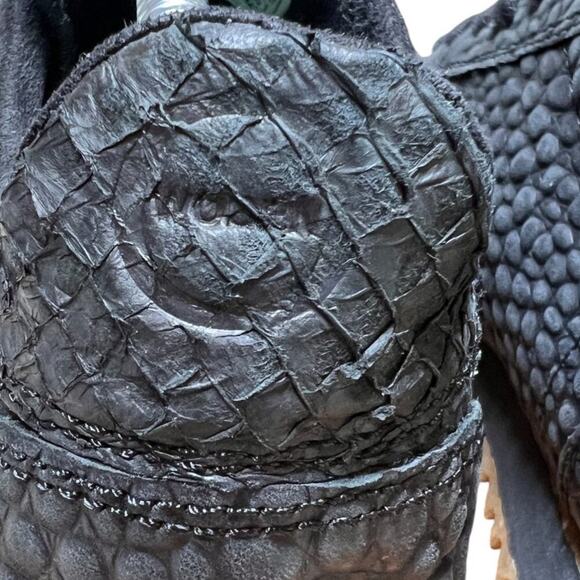 WODEN Ydun Croco II Sneaker Women Size US 5.5 Black Textured Leather Shoe *READ - Picture 5 of 16